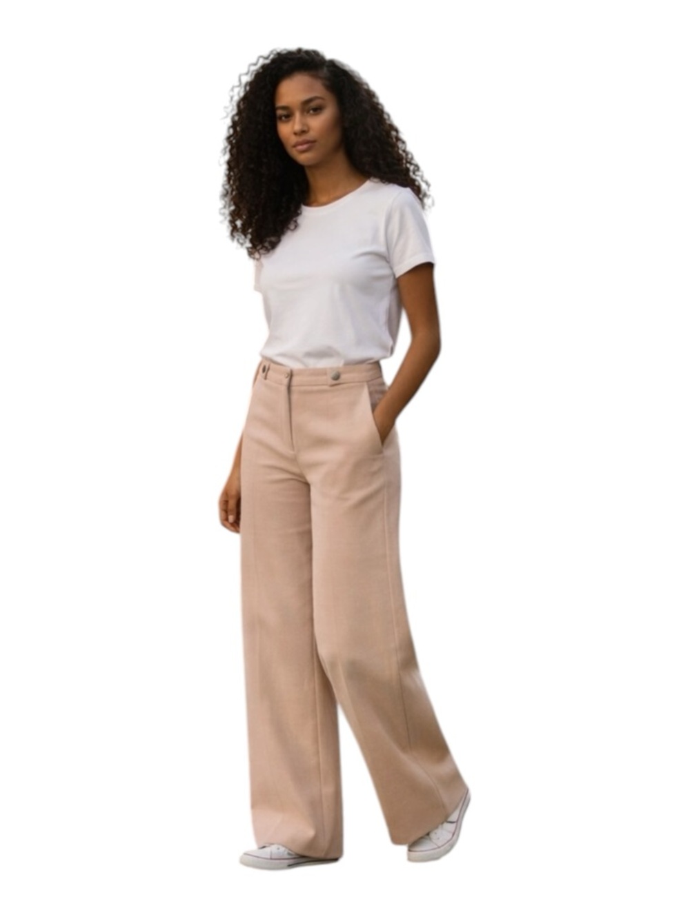 MAJE Wide Leg Pants Blush Pink High Rise | Chic Parisienne | EUR38/US6